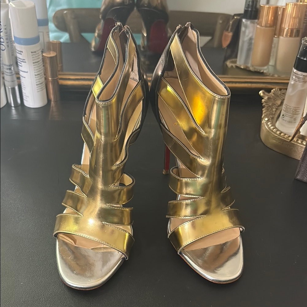 Christian Louboutin Metallic Gold Strappy Heels